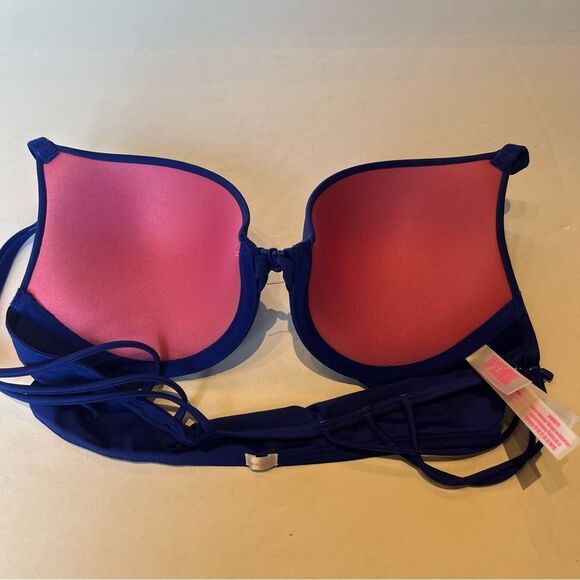 Pink Wear Everywhere Push Up Bra Royal Blue Size 34B - Picture 2 of 6